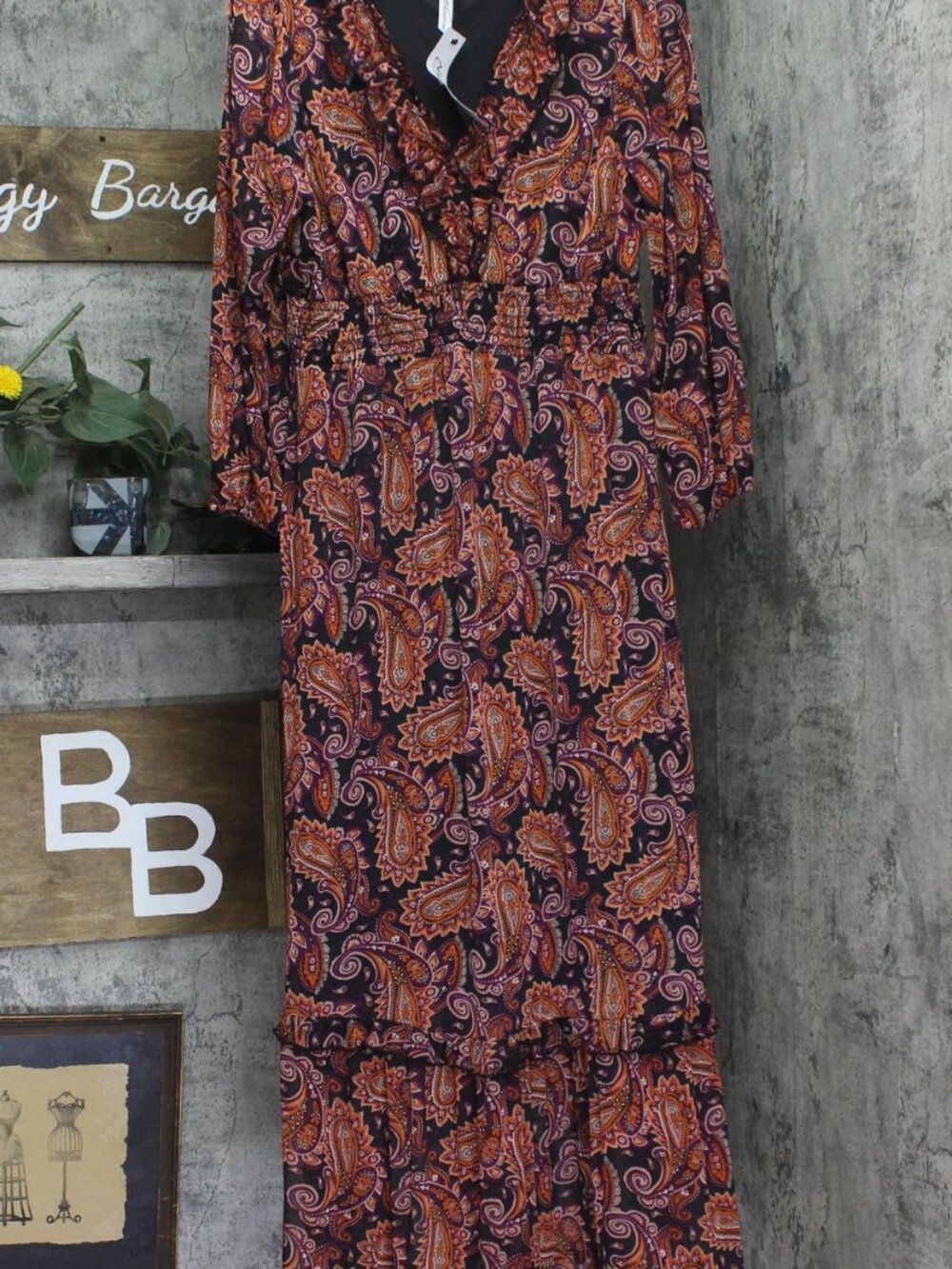 Ny Collection Black Ny Collection Long Sleeve Mesh Maxi Dress Rust